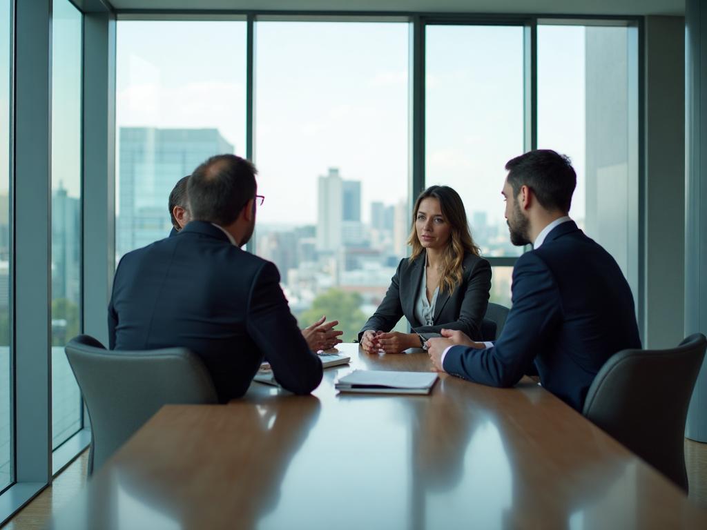 Insurance brokers discussing a client's requirements