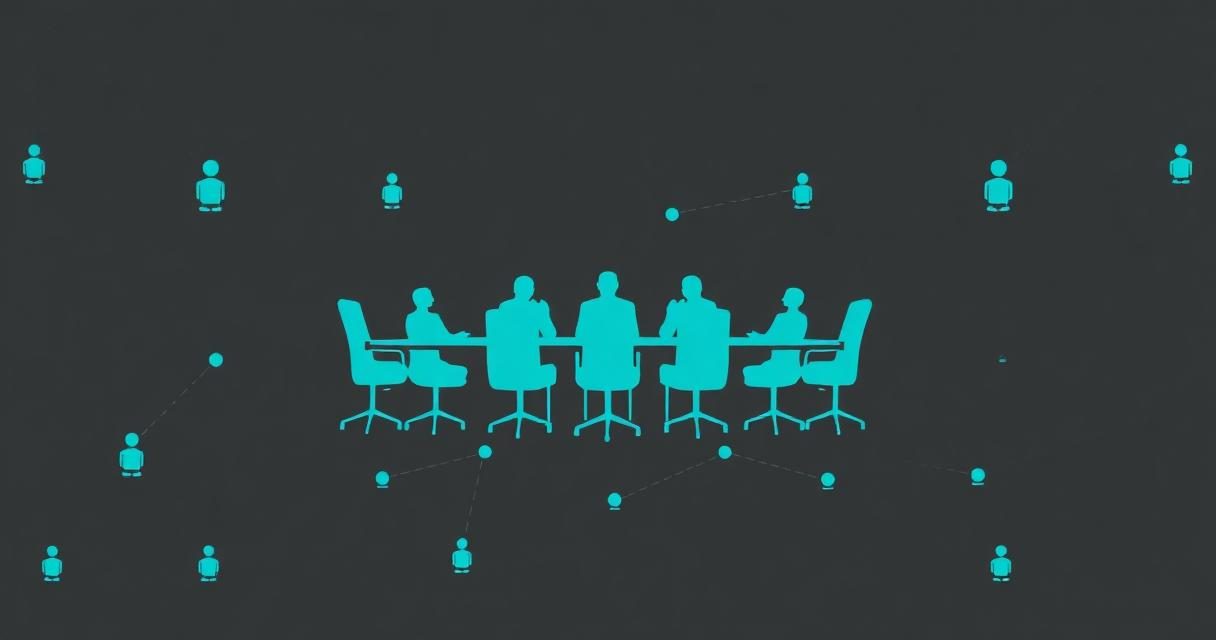 Abstract boardroom illustration representing directors and officers insurance for AI startups